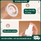 PE01 - Chai lọ PET xịt phun sương 100ml chiết mỹ phẩm du lịch, chất liệu nhựa trong, có loại màu nâu, màu xanh tối chống oxy hóa PE01
