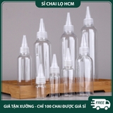 PE13 - Chai lọ PET nắp nhọn dùng chiết mỹ phẩm, mực xăm, dầu máy... chất liệu nhựa PET mềm bóp nhỏ giọt, nhiều dung tích 10ml 20ml 30ml 50ml 60ml 80ml 100ml - PE13