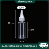 PE13 - Chai lọ PET nắp nhọn dùng chiết mỹ phẩm, mực xăm, dầu máy... chất liệu nhựa PET mềm bóp nhỏ giọt, nhiều dung tích 10ml 20ml 30ml 50ml 60ml 80ml 100ml - PE13