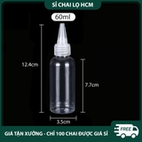PE13 - Chai lọ PET nắp nhọn dùng chiết mỹ phẩm, mực xăm, dầu máy... chất liệu nhựa PET mềm bóp nhỏ giọt, nhiều dung tích 10ml 20ml 30ml 50ml 60ml 80ml 100ml - PE13