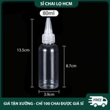 PE13 - Chai lọ PET nắp nhọn dùng chiết mỹ phẩm, mực xăm, dầu máy... chất liệu nhựa PET mềm bóp nhỏ giọt, nhiều dung tích 10ml 20ml 30ml 50ml 60ml 80ml 100ml - PE13