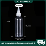 PE13 - Chai lọ PET nắp nhọn dùng chiết mỹ phẩm, mực xăm, dầu máy... chất liệu nhựa PET mềm bóp nhỏ giọt, nhiều dung tích 10ml 20ml 30ml 50ml 60ml 80ml 100ml - PE13