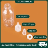 PE13 - Chai lọ PET nắp nhọn dùng chiết mỹ phẩm, mực xăm, dầu máy... chất liệu nhựa PET mềm bóp nhỏ giọt, nhiều dung tích 10ml 20ml 30ml 50ml 60ml 80ml 100ml - PE13