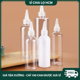 PE13 - Chai lọ PET nắp nhọn dùng chiết mỹ phẩm, mực xăm, dầu máy... chất liệu nhựa PET mềm bóp nhỏ giọt, nhiều dung tích 10ml 20ml 30ml 50ml 60ml 80ml 100ml - PE13