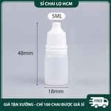 PE02 - Chai lọ nhỏ giọt 5ml chiết mực xăm, mỹ phẩm du lịch, tinh dầu, mẫu thử, dầu máy... nắp nhiều màu, thân nhựa nửa trong PE02