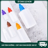 PE02 - Chai lọ nhỏ giọt 5ml chiết mực xăm, mỹ phẩm du lịch, tinh dầu, mẫu thử, dầu máy... nắp nhiều màu, thân nhựa nửa trong PE02