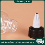 PE16 - Chai lọ PET nắp vặn đầu nhọn nhỏ giọt dùng chiết mực xăm, mỹ phẩm du lịch, tinh dầu, dầu máy... nhiều dung tích 5ml 10ml 20ml 30ml 50ml 60ml 80ml 100ml - PE16
