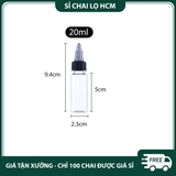 PE16 - Chai lọ PET nắp vặn đầu nhọn nhỏ giọt dùng chiết mực xăm, mỹ phẩm du lịch, tinh dầu, dầu máy... nhiều dung tích 5ml 10ml 20ml 30ml 50ml 60ml 80ml 100ml - PE16
