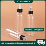 PE16 - Chai lọ PET nắp vặn đầu nhọn nhỏ giọt dùng chiết mực xăm, mỹ phẩm du lịch, tinh dầu, dầu máy... nhiều dung tích 5ml 10ml 20ml 30ml 50ml 60ml 80ml 100ml - PE16
