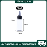 PE16 - Chai lọ PET nắp vặn đầu nhọn nhỏ giọt dùng chiết mực xăm, mỹ phẩm du lịch, tinh dầu, dầu máy... nhiều dung tích 5ml 10ml 20ml 30ml 50ml 60ml 80ml 100ml - PE16