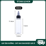 PE16 - Chai lọ PET nắp vặn đầu nhọn nhỏ giọt dùng chiết mực xăm, mỹ phẩm du lịch, tinh dầu, dầu máy... nhiều dung tích 5ml 10ml 20ml 30ml 50ml 60ml 80ml 100ml - PE16