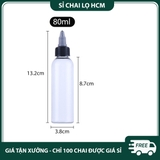 PE16 - Chai lọ PET nắp vặn đầu nhọn nhỏ giọt dùng chiết mực xăm, mỹ phẩm du lịch, tinh dầu, dầu máy... nhiều dung tích 5ml 10ml 20ml 30ml 50ml 60ml 80ml 100ml - PE16