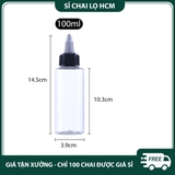 PE16 - Chai lọ PET nắp vặn đầu nhọn nhỏ giọt dùng chiết mực xăm, mỹ phẩm du lịch, tinh dầu, dầu máy... nhiều dung tích 5ml 10ml 20ml 30ml 50ml 60ml 80ml 100ml - PE16