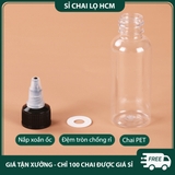 PE16 - Chai lọ PET nắp vặn đầu nhọn nhỏ giọt dùng chiết mực xăm, mỹ phẩm du lịch, tinh dầu, dầu máy... nhiều dung tích 5ml 10ml 20ml 30ml 50ml 60ml 80ml 100ml - PE16
