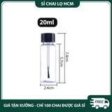 PE19 - Chai nhựa PET nắp kèm cọ dùng chiết sơn móng tay... (nắp đen) PE19