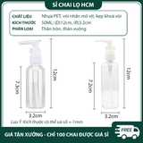 PE23 Chai nhựa chiết mỹ phẩm, tinh dầu, 50ml, chai vòi nhấn mỏ vịt tiện lợi  - PE23