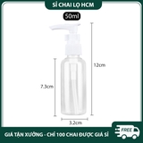 PE23 Chai nhựa chiết mỹ phẩm, tinh dầu, 50ml, chai vòi nhấn mỏ vịt tiện lợi  - PE23