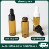 PET - PE27 - Chai thủy tinh nhỏ giọt màu nâu chống oxy hóa dùng đựng tinh dầu, serum, mỹ phẩm các loại PE27