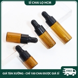 PET - PE27 - Chai thủy tinh nhỏ giọt màu nâu chống oxy hóa dùng đựng tinh dầu, serum, mỹ phẩm các loại PE27