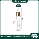 PE28 - Chai thủy tinh nhỏ giọt trong suốt nắp mạ vàng dùng chiết serum, tinh dầu, mỹ phẩm các loại 3ml 5ml 7ml 10ml 20ml PE28