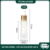 PE28 - Chai thủy tinh nhỏ giọt trong suốt nắp mạ vàng dùng chiết serum, tinh dầu, mỹ phẩm các loại 3ml 5ml 7ml 10ml 20ml PE28