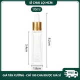 PE28 - Chai thủy tinh nhỏ giọt trong suốt nắp mạ vàng dùng chiết serum, tinh dầu, mỹ phẩm các loại 3ml 5ml 7ml 10ml 20ml PE28