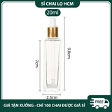 PE28 - Chai thủy tinh nhỏ giọt trong suốt nắp mạ vàng dùng chiết serum, tinh dầu, mỹ phẩm các loại 3ml 5ml 7ml 10ml 20ml PE28