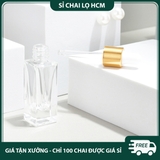 PE28 - Chai thủy tinh nhỏ giọt trong suốt nắp mạ vàng dùng chiết serum, tinh dầu, mỹ phẩm các loại 3ml 5ml 7ml 10ml 20ml PE28
