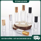PE29 - Chai thủy tinh xịt phun sương thân vuông chiết nước hoa, mỹ phẩm 30ml nắp mạ vàng/ bạc, nắp nhựa PE29