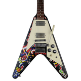 GUITAR ĐIỆN GIBSON FLYING V 2011 EBONY WITH JIMI HENDRIX PSYCHEDELIC CUSTOM PAINT (2nd)