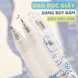 Dao rọc giấy dạng bút bấm đầu siêu nhỏ hình gấu