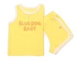 Bộ ba lỗ áo vải thoáng quần viền thể thao bé trai bé gái Cún xanh baby. HA3488