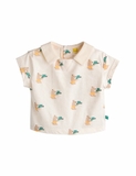 Áo cotton mềm có cổ họa tiết gấu bé trai bé gái Mmln. HA4671 (áo form nhỏ nêncân nhắc tăng size)