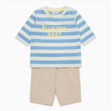 Bộ cotton kẻ lửng bé trai Cún xanh baby. HA2068