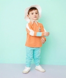 Áo thun cotton dài tay logo ngực tròn bé trai Hej. HA3451