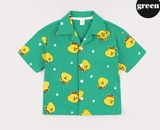 Áo cotton hè cổ sơ mi họa tiết gấu xù bé trai Hej. HA0388