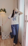 Bộ áo cotton Authentic quần ống suông nữ. HA5148