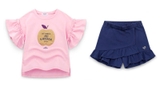 Bộ cotton in hình quả táo quần vạt bèo bé gái Jelis. HA2326