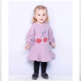 Váy nỉ lót lông bé gái in hình cherry MM. HA1782 (2 màu)