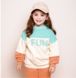 Áo nỉ da cá bé trai bé gái phối màu chữ FUN Jelis. HA4457