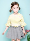 Áo cotton kẻ nơ ngực bé gái Jelis. HA0842