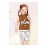 Quần short lửng kẻ sọc  trắng logo đầu ngựa Mil-k Mile. HA0889