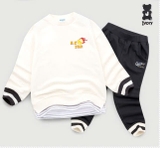 Bộ nỉ da cá logo ngực NKstar phối gấu bé trai Jelis. HA4671