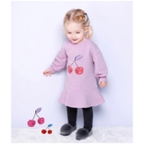 Váy nỉ lót lông bé gái in hình cherry MM. HA1782 (2 màu)