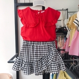 Bộ áo + chân váy kẻ Andi. HA2035 (2 màu)