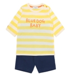 Bộ cotton kẻ lửng bé trai Cún xanh baby. HA2068
