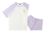Bộ cotton raglan tím bé gái Cún xanh. HA048