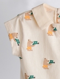 Áo cotton mềm có cổ họa tiết gấu bé trai bé gái Mmln. HA4671 (áo form nhỏ nêncân nhắc tăng size)