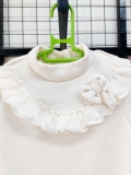 Áo nỉ lông cổ phối ren nơ tiểu thư bé gái MM. HA5229 (form ôm gọn bé cuối dải size nên tăng size)