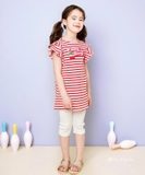 Áo váy kẻ tay cánh tiên bèo Cherry bomb bé gái Andi. HA3281
